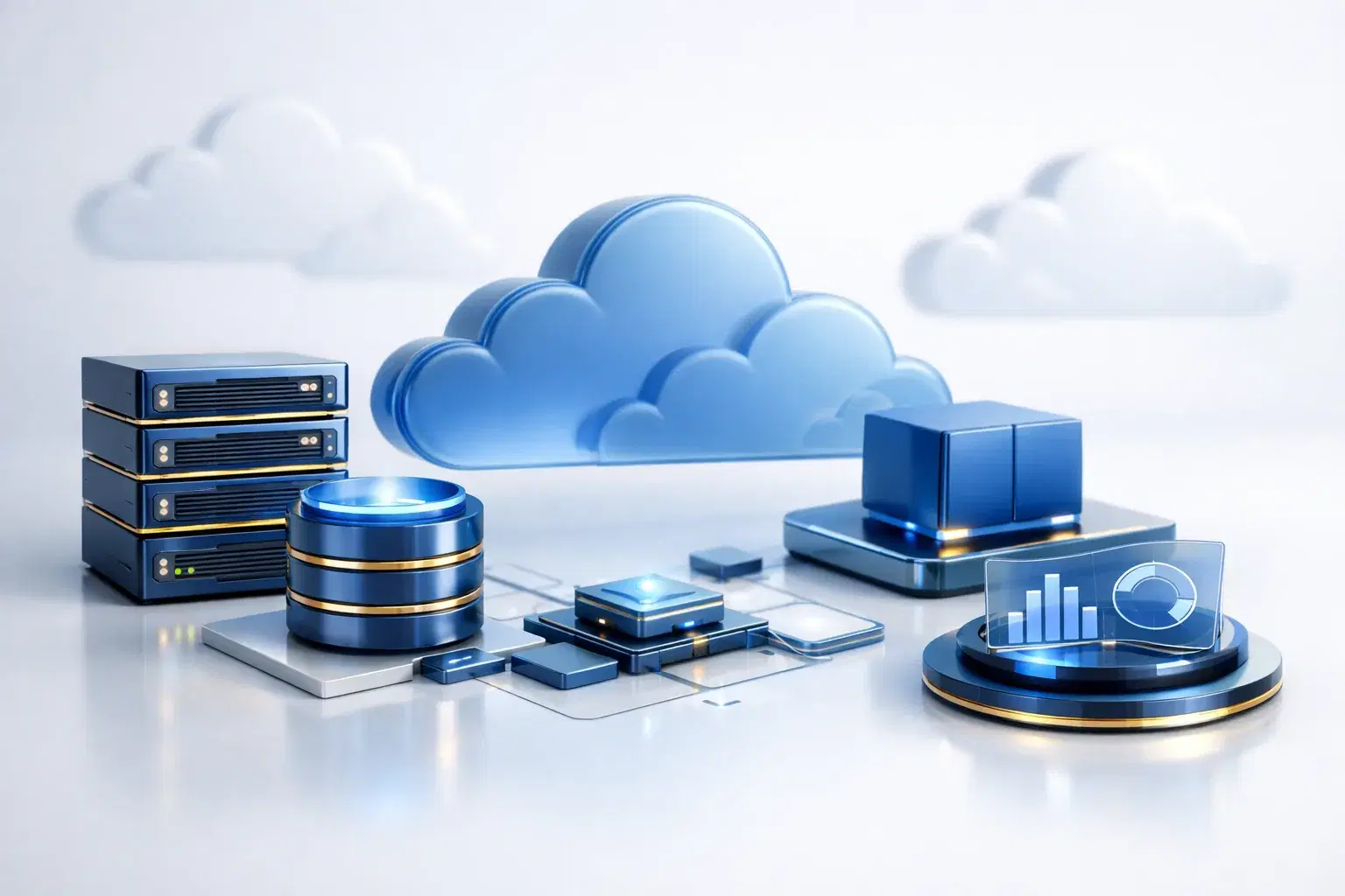 Premium 3D cloud infrastructure illustration